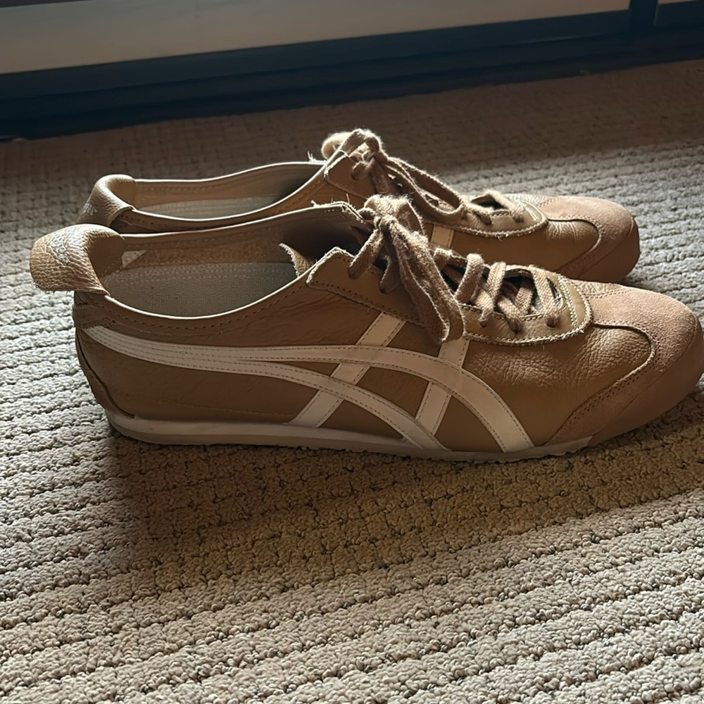 Onitsuka Tiger Tan Sneakers with White Stripes